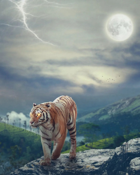 Walking Tiger Photo Editing Wallpaper CB Background HD