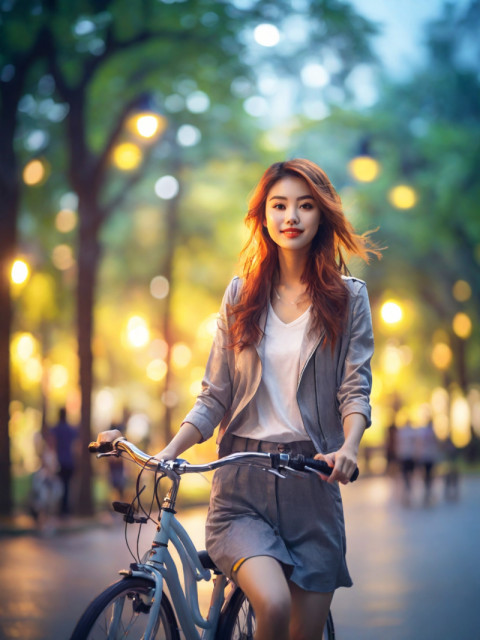 Blur Park Light Background Girl With Cycle CB Editing Images HD