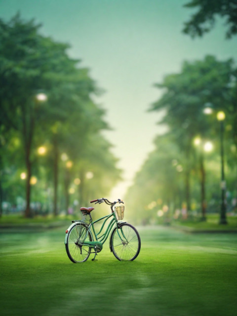 Cycle Nature Blur Road Park light Green Grass Background For CB Ediing